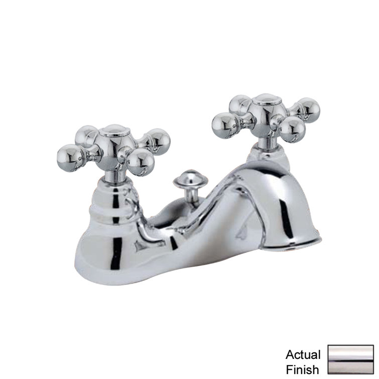 Polished Nickel Brass Traditional Centerset Faucet with Porcelain Handles