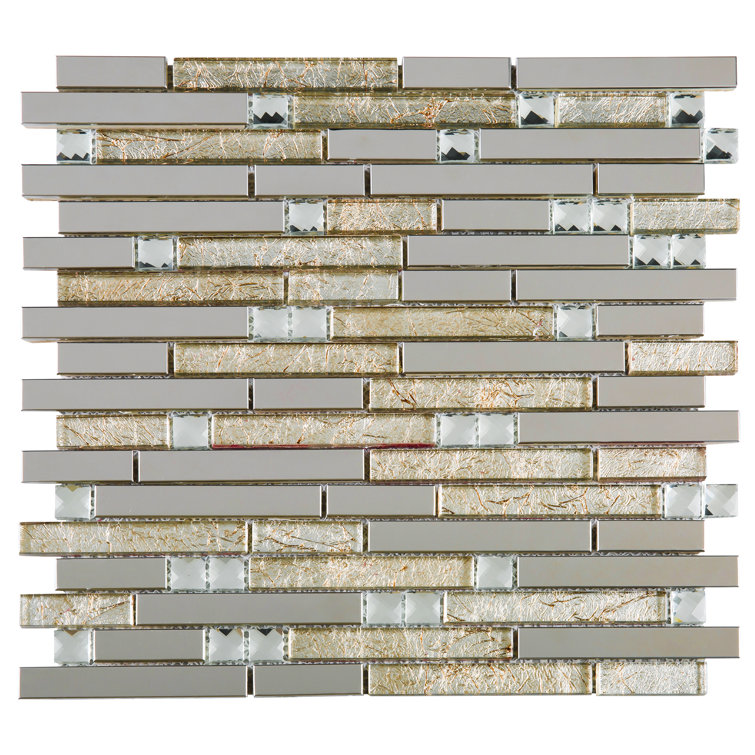Beige Glass Micro-Beveled Linear Mosaic Wall Tile