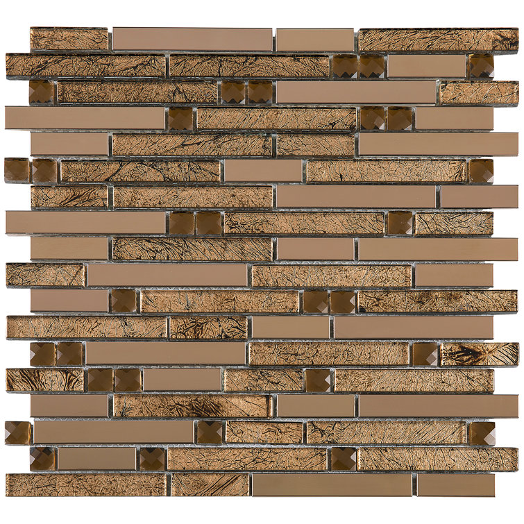 Brown Glass Micro-Beveled Linear Mosaic Wall Tile