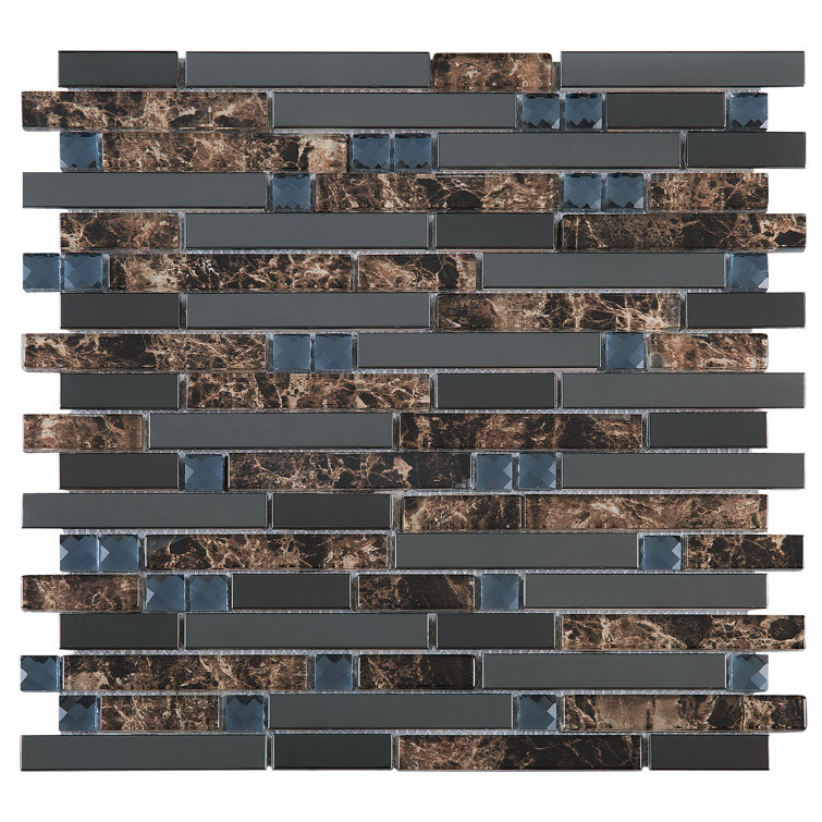 Gray and Brown Glass Linear Mosaic Wall Tile