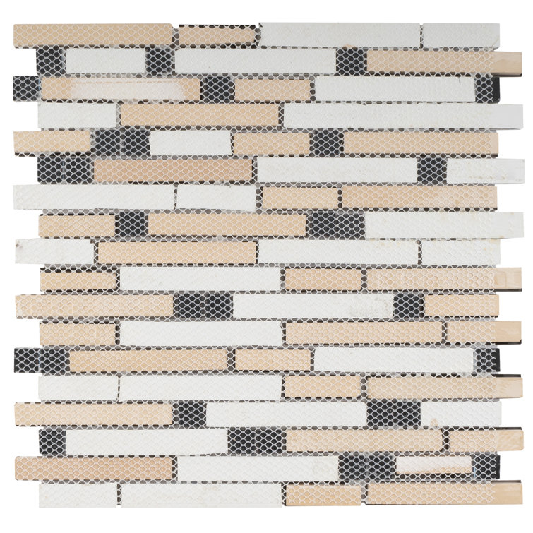 Gray and Brown Glass Linear Mosaic Wall Tile