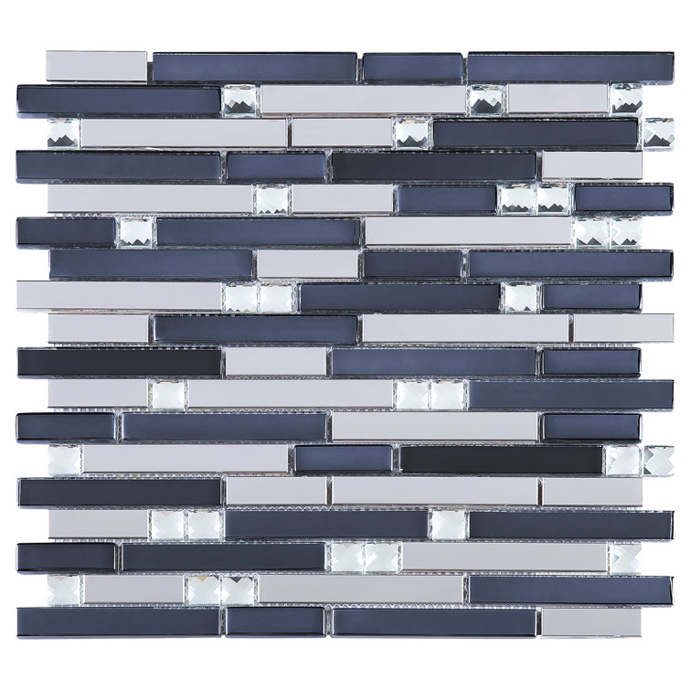 Dark Blue Glass Micro-Beveled Mosaic Wall Tile