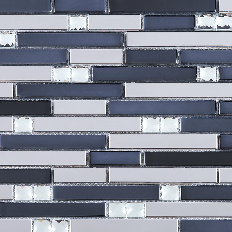 Dark Blue Glass Micro-Beveled Mosaic Wall Tile