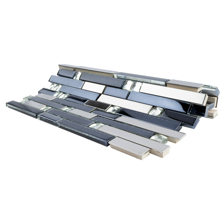 Dark Blue Glass Micro-Beveled Mosaic Wall Tile