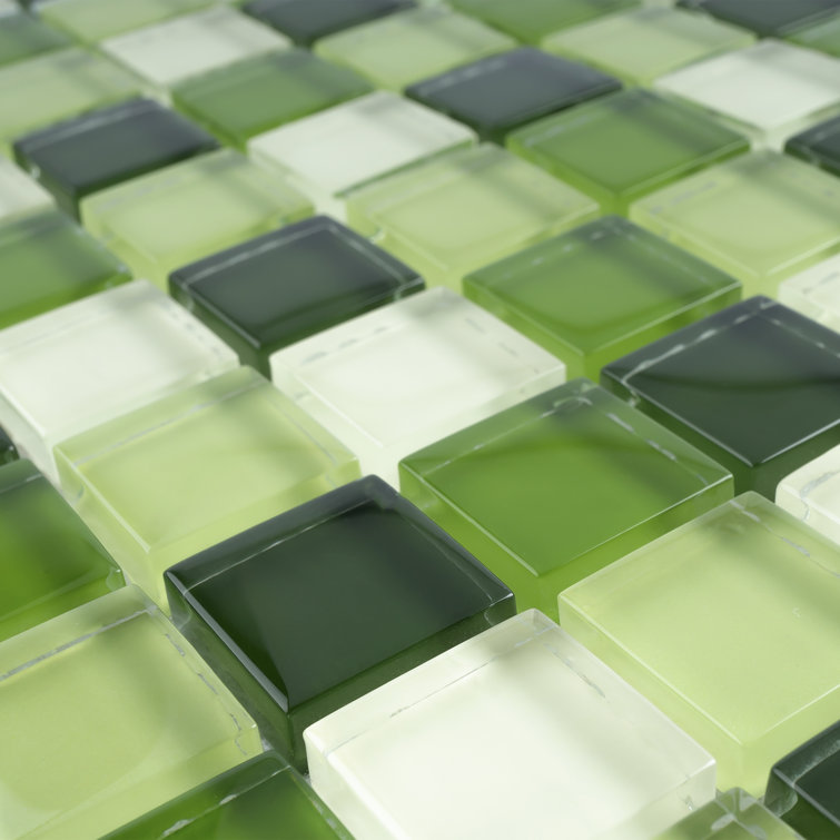 Green Glass Mosaic Tile Sheet for Bathroom and Kitchen