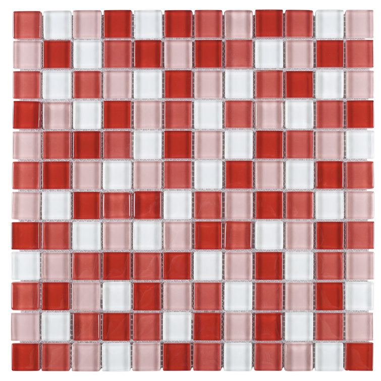 Red and Pink Glass Mosaic Tile Sheet for Kitchen and Bathroom