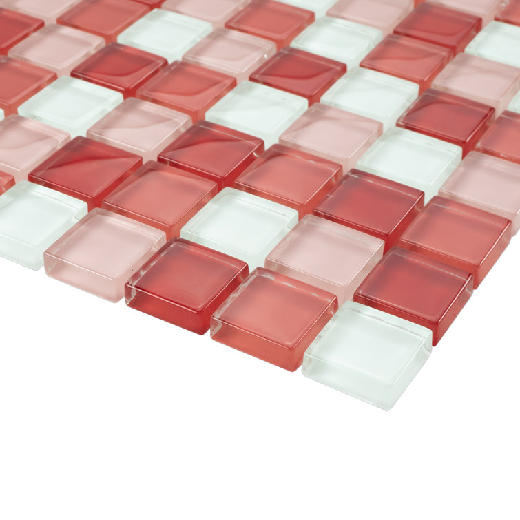 Red and Pink Glass Mosaic Tile Sheet for Kitchen and Bathroom