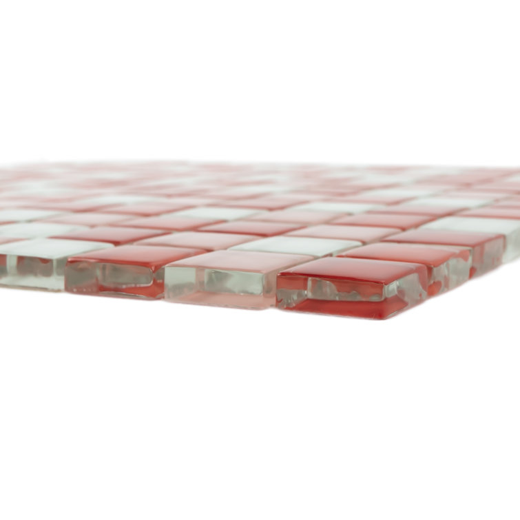 Red and Pink Glass Mosaic Tile Sheet for Kitchen and Bathroom