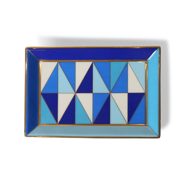 Sorrento Gold-Finish Rectangular Porcelain Hostess Tray
