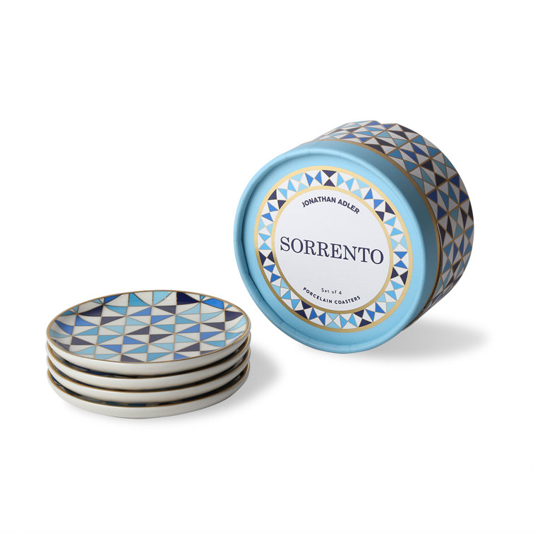 Sorrento Blue and Gold Ceramic Coaster Set