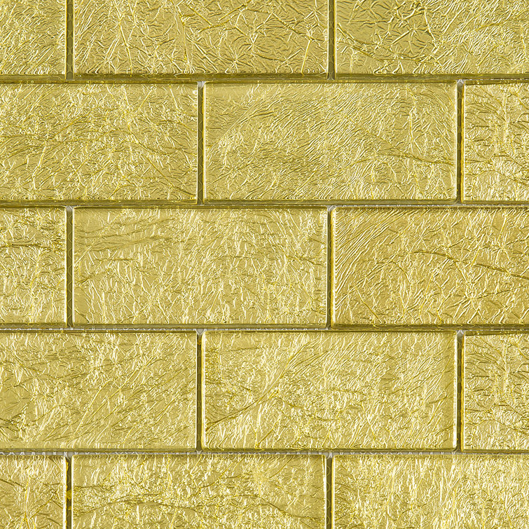 Gold Glass Brick Joint Mosaic Wall Tile Sheet