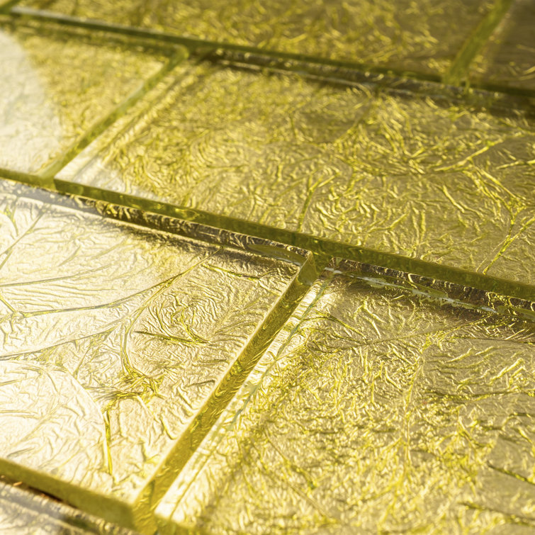 Gold Glass Brick Joint Mosaic Wall Tile Sheet