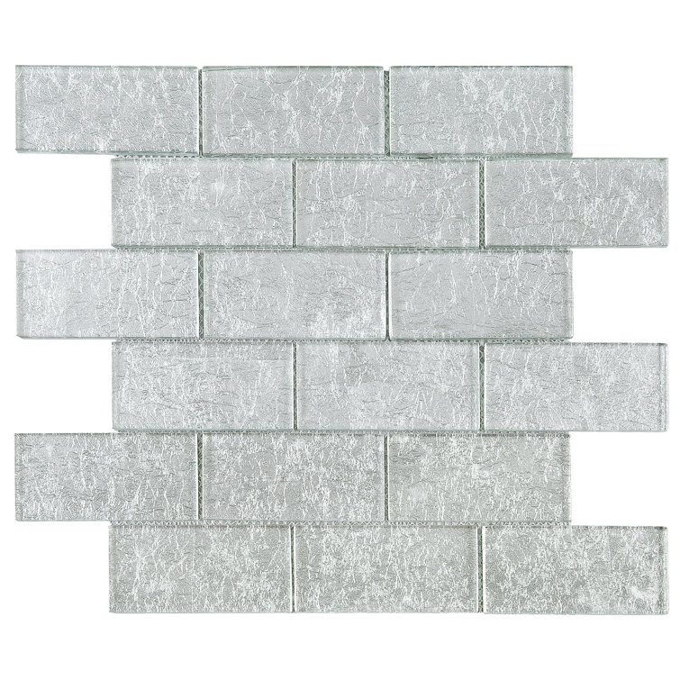 Gray Glass Brick Joint Mosaic Wall Tile Sheet