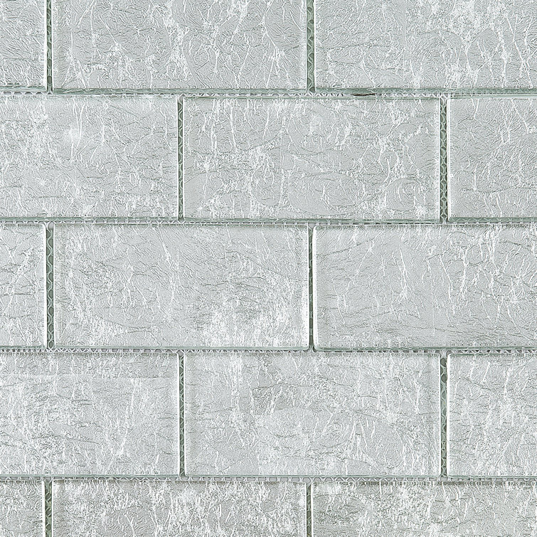 Gray Glass Brick Joint Mosaic Wall Tile Sheet
