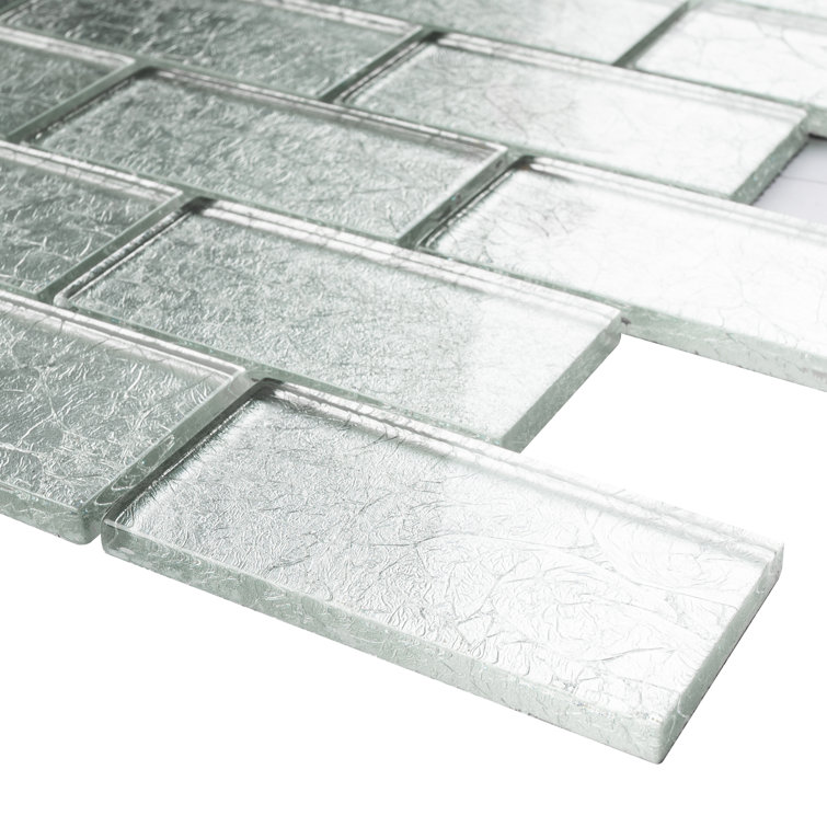 Gray Glass Brick Joint Mosaic Wall Tile Sheet