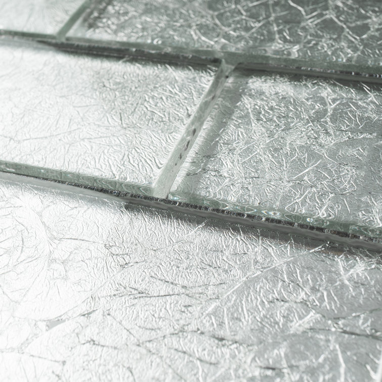 Gray Glass Brick Joint Mosaic Wall Tile Sheet