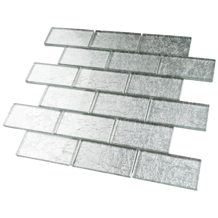 Gray Glass Brick Joint Mosaic Wall Tile Sheet