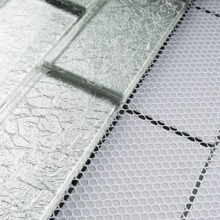 Gray Glass Brick Joint Mosaic Wall Tile Sheet