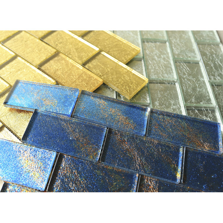 Gray Glass Brick Joint Mosaic Wall Tile Sheet