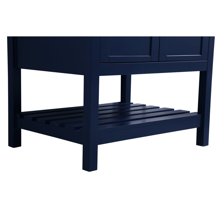 Theo Blue 30'' Single Bathroom Vanity with Marble Top