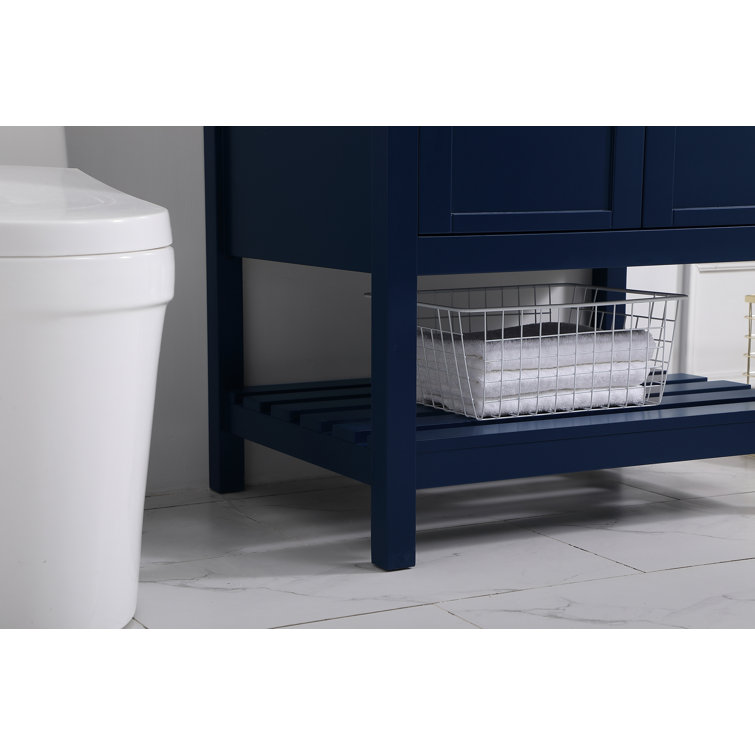 Theo Blue 30'' Single Bathroom Vanity with Marble Top