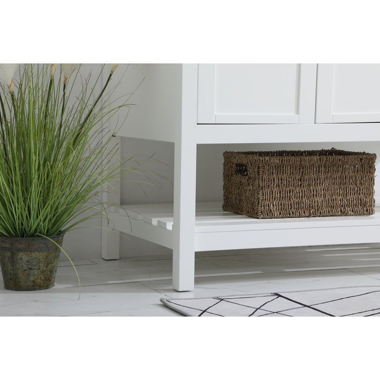 Theo 42'' White Solid Wood Bathroom Vanity with Engineered Marble Top