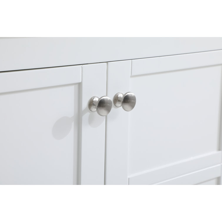 Theo 42'' White Solid Wood Bathroom Vanity with Engineered Marble Top