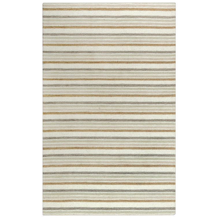 Ivory and Beige Geometric Wool Handwoven Rectangular Rug