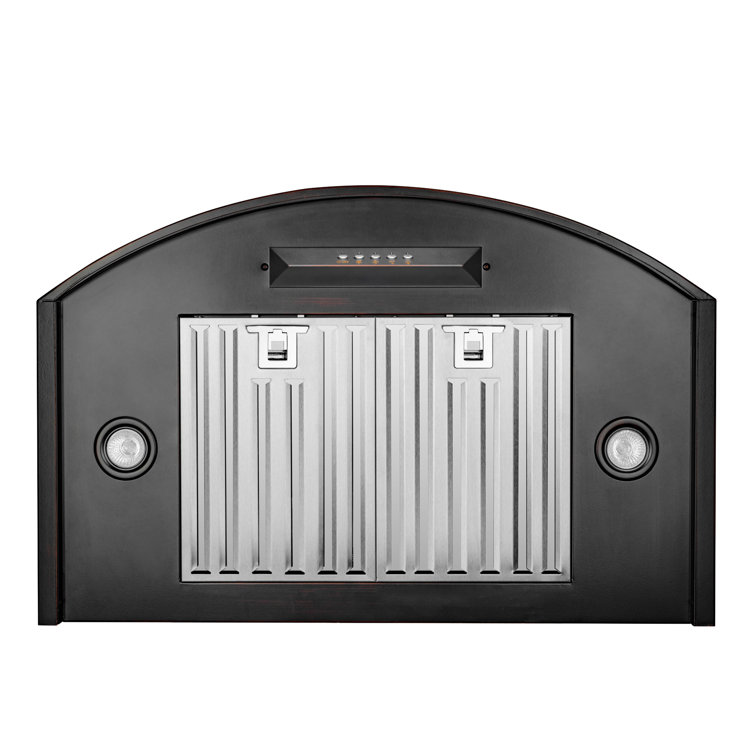 30-Inch Vine Embossed Copper Convertible Wall-Mounted Range Hood