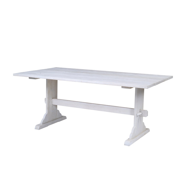 Antiqued White Teak Rectangular Outdoor Dining Table