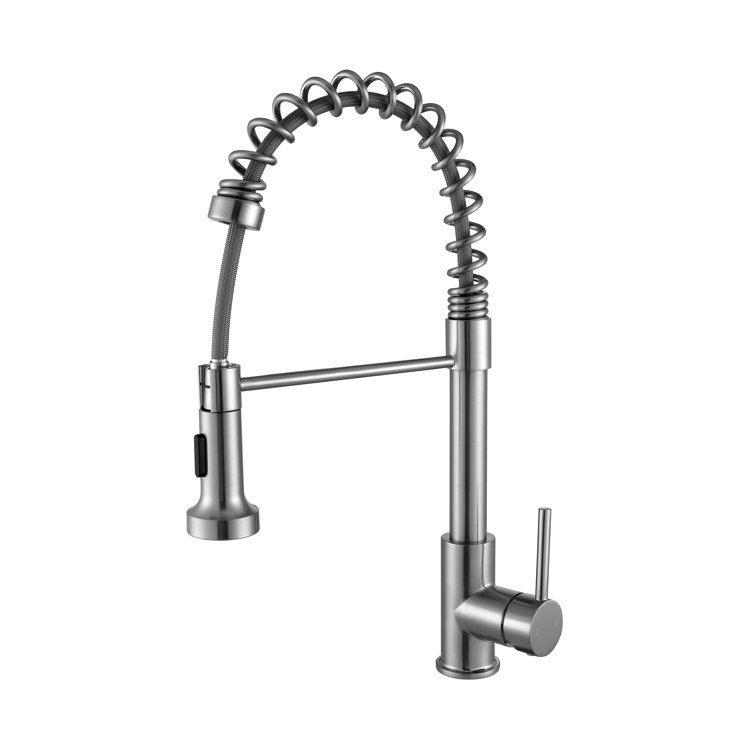 Lanuvio Brushed Nickel Brass Pull-Down Spray Kitchen Faucet