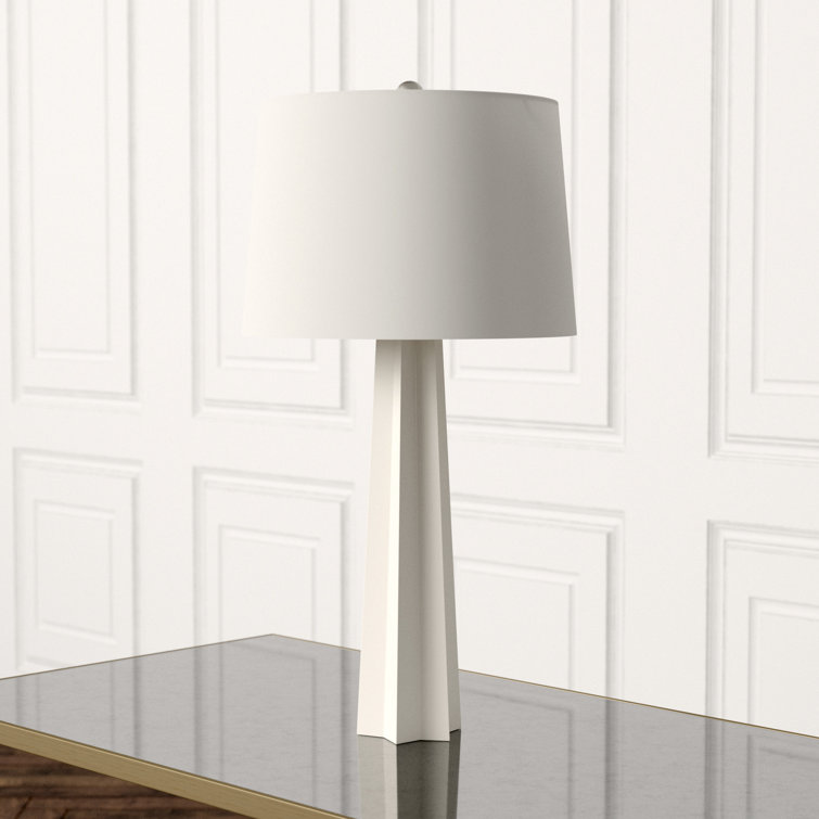 Elegant Star Silhouette White Glass Table Lamp with Linen Shade