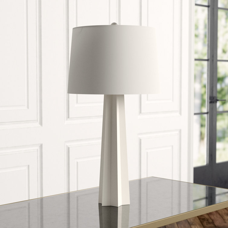 Elegant Star Silhouette White Glass Table Lamp with Linen Shade