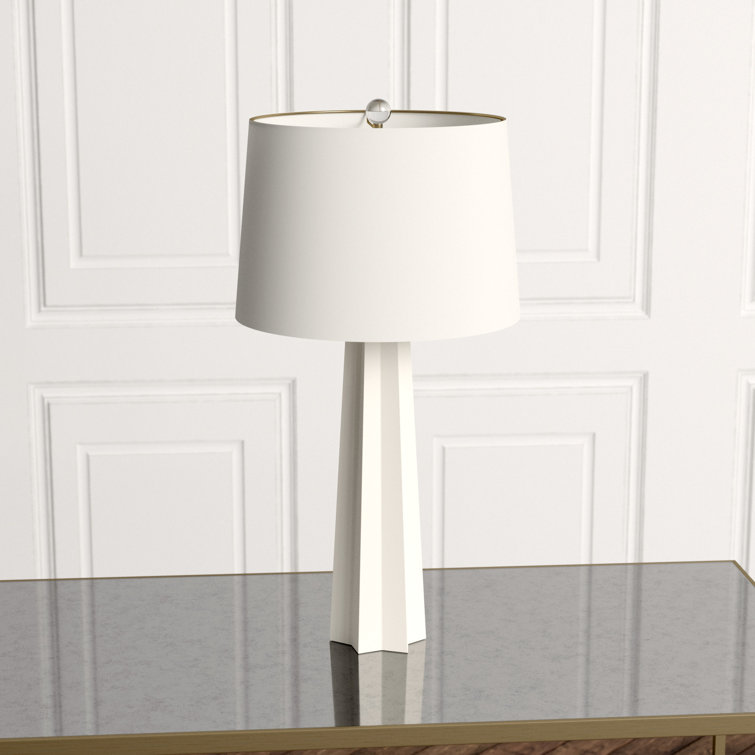 Elegant Star Silhouette White Glass Table Lamp with Linen Shade