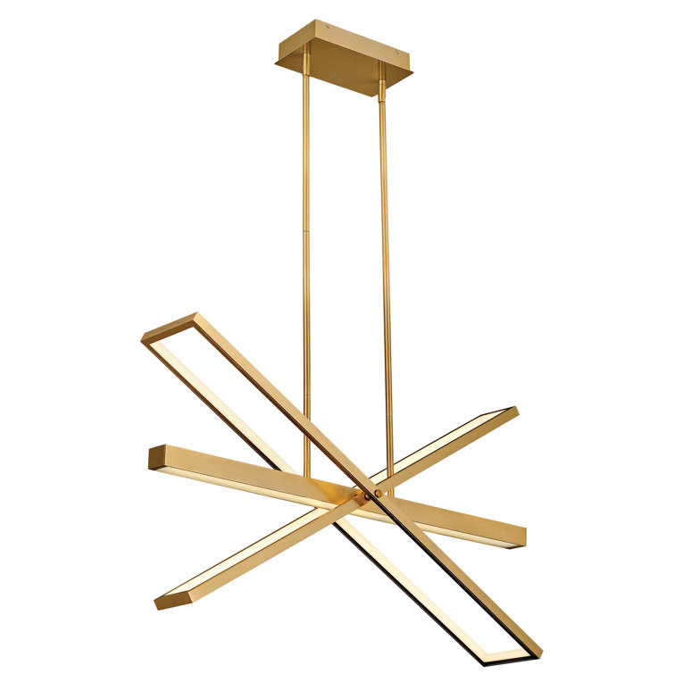 Modern Articulating LED Pendant in Lacquered Brass - 36" Width