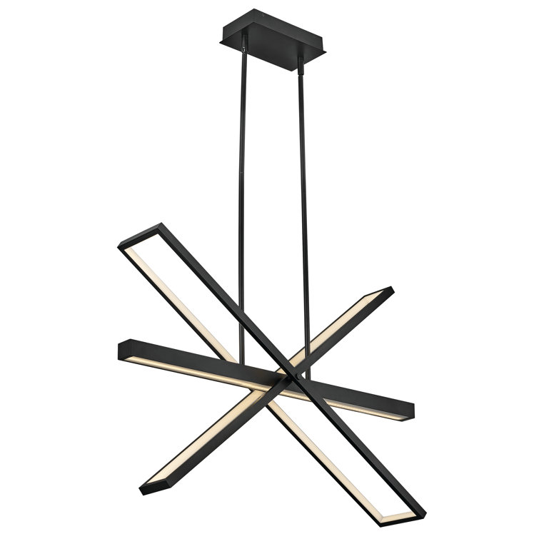 Tangent Articulating LED Linear Chandelier in Bold Black
