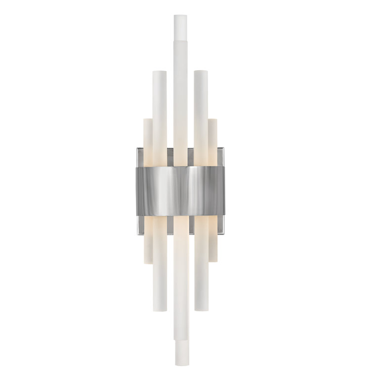 Trinity Polished Nickel 12-Light Dimmable LED Sconce with Frosted Glass