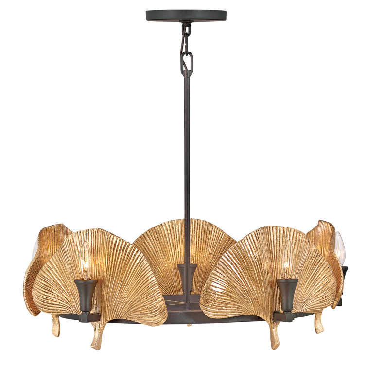 Cera Museum Bronze 10-Light Wagon Wheel Chandelier with Cleopatra Gold Accents