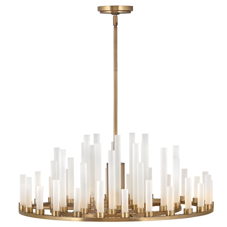 Heritage Brass LED Chandelier with Frosted Glass Candles