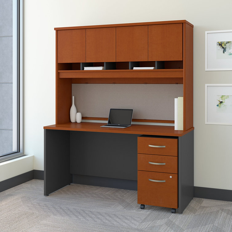 Hansen Cherry 60W Credenza Desk with Drawer and Filing Cabinet