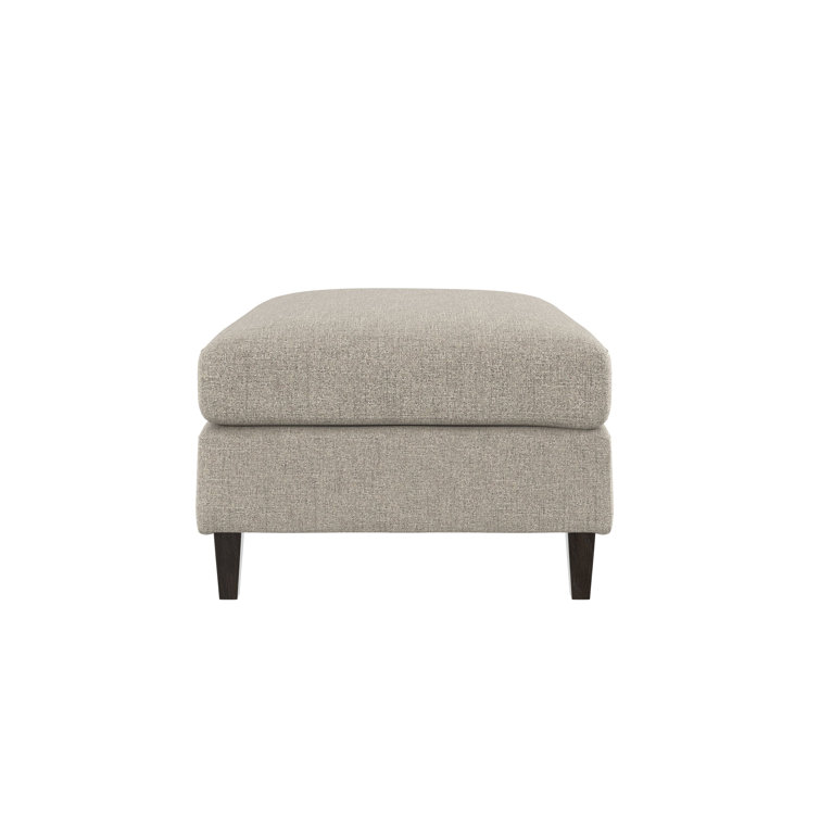 Joli Beige Linen Transitional Rectangle Ottoman