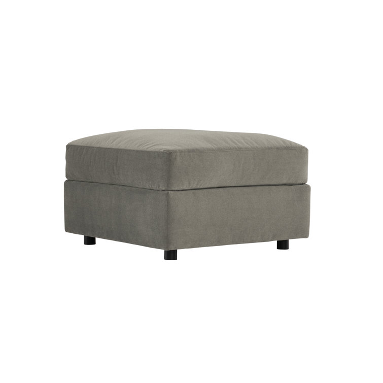 Casual Gray 30" Transitional Square Upholstered Ottoman