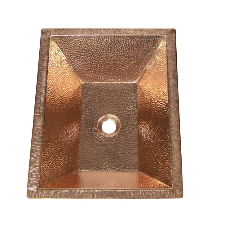 18" Rectangular Hammered Copper Undermount Vessel Sink