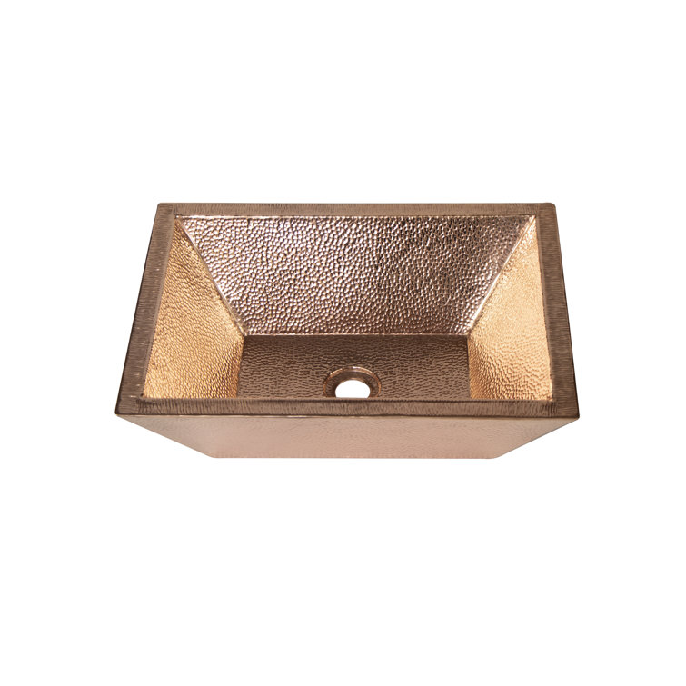18" Rectangular Hammered Copper Undermount Vessel Sink
