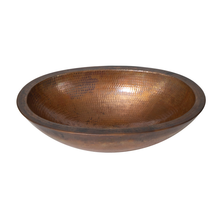 Ambiente 19'' Oval Hammered Copper Vessel Sink in Bronze Finish