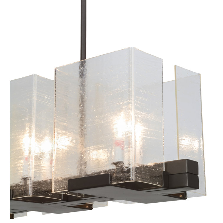 Elegant Timeless Bronze 41" Ice Cube Pendant with Clear Seeded Glass