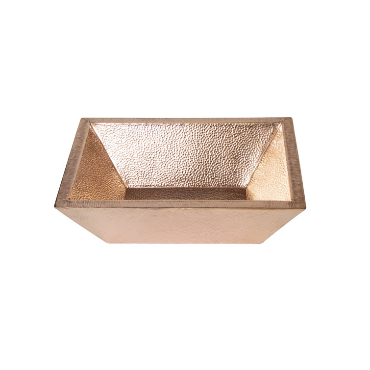 18" Rectangular Hammered Copper Undermount Vessel Sink