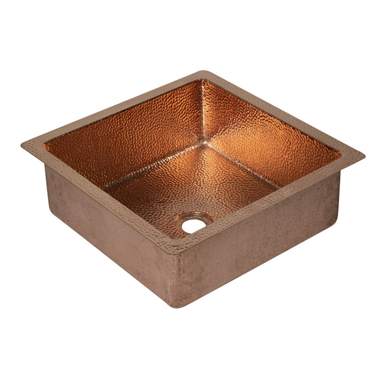 Ambiente 15'' Hammered Copper Square Undermount Bathroom Sink