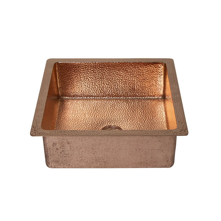 Ambiente 15'' Hammered Copper Square Undermount Bathroom Sink