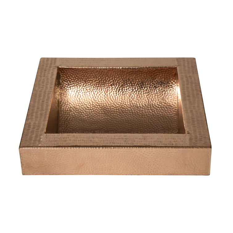 Ambiente Mexican Copper Crafts 17x17" Square Copper Bathroom Sink - Small Drop-In or Undermount Sink for Bathrooms, Wash Basin, Pure Copper Bathroom Vessel Sink